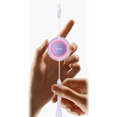 Baseus Bright Mirror 2 einziehbares Kabel 3in1 USB Typ A - micro USB + Lightning + USB Typ C 66W 1.1m grün (CAMJ010106)