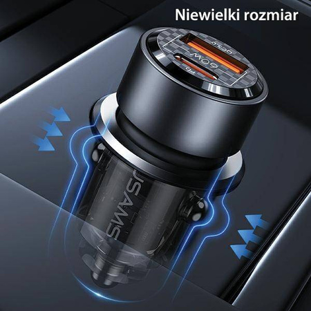 Ładowarka Samochodowa 60W Fast Charge USAMS C39 USB+USB-C fioletowy/purple CC208CC02 (US-CC208)