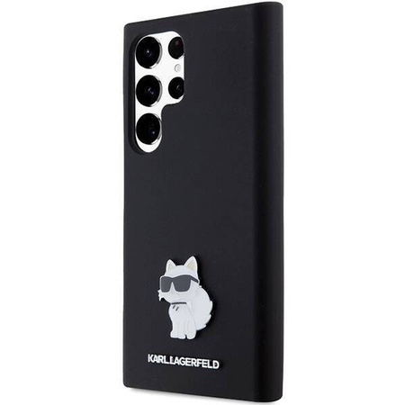 Oryginalne Etui KARL LAGERFELD hardcase Silicone Choupette Metal Pin KLHCS24LSMHCNPK do Samsung Galaxy S24 Ultra czarny
