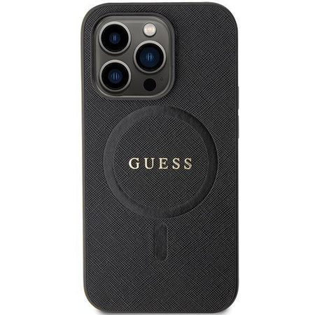 Original Case IPHONE 14 PRO MAX Guess Hardcase Saffiano MagSafe (GUHMP14XPSAHMCK) black