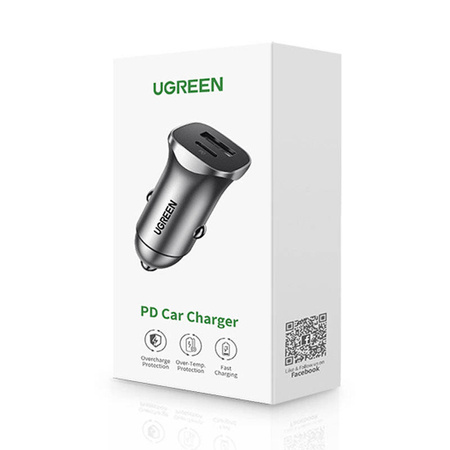 Ugreen USB Car Charger Type C / USB 24W Power Delivery Quick Charge gray (30780)
