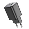 Ładowarka sieciowa do telefonu Hoco USB A + USB C QC3.0 PD 3A 20W N41 czarna