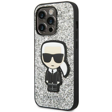Karl Lagerfeld KLHCP14XGFKPG iPhone 14 Pro Max 6.7" Hardcase silber / silber Glitter Flakes Ikonik