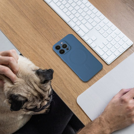 Futerał SILICONE MAG COVER kompatybilny z MagSafe do SAMSUNG A55 niebieski