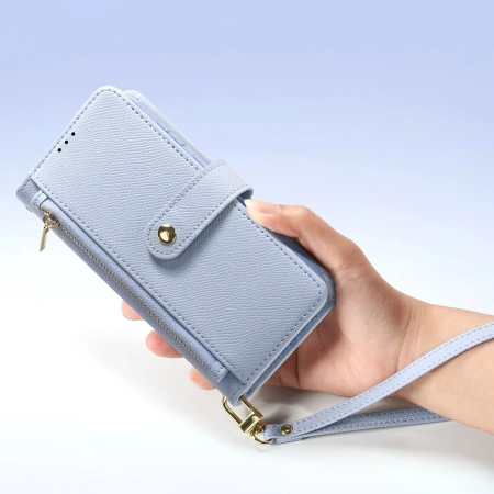 Dux Ducis Lawa Leather Case for Samsung Galaxy S25 with Detachable Magnetic Wallet - Blue