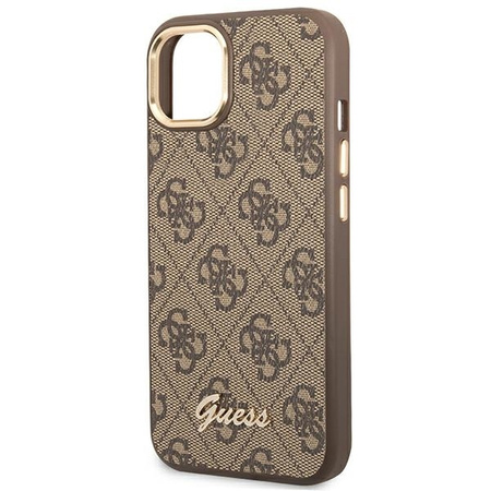 Oryginalne Etui IPHONE 14 Guess Hard Case 4G Vintage Gold Logo (GUHCP14SHG4SHW) brązowe