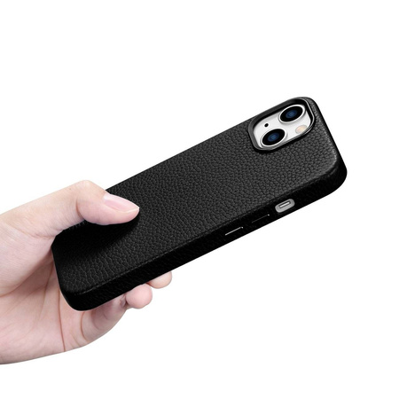 iCarer Case Leather genuine leather case for iPhone 14 schwarz (WMI14220709-BK) (MagSafe compatible)