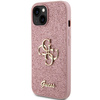 Etui Guess Glitter Script Big 4G na iPhone 15 - różowe