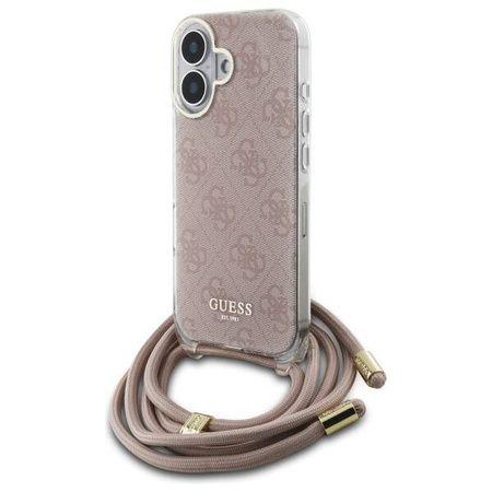 Oryginalne Etui IPHONE 16 Guess Hardcase Crossbody Cord 4G Print (GUHCP16SHC4SEP)