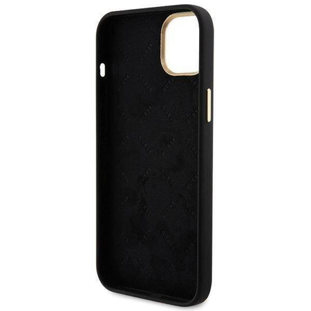 Original Handyhülle APPLE IPHONE 15 PLUS Guess Hardcase Silicone Logo Strass 4G (GUHCP15M4DGPK) schwarz