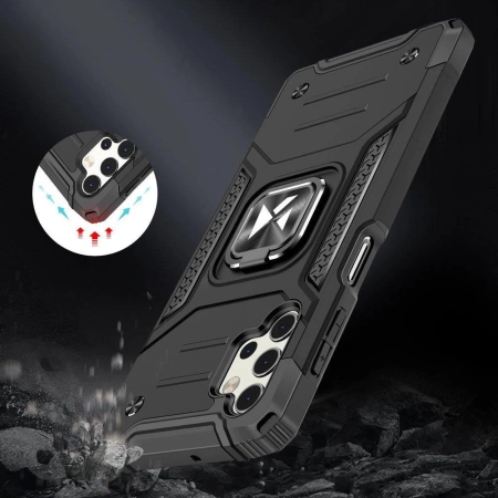 Wozinsky Ring Armor Tough Hybrid Case Cover + Magnethalterung für Samsung Galaxy A23 blau