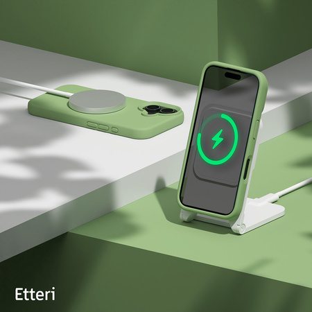 Nakładka Etteri Silicone Mag do iPhone 16 6,1" jasnozielona