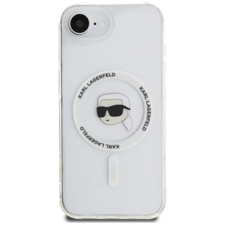 Karl Lagerfeld IML Metal Karl Head MagSafe Case für iPhone 16e Weiß