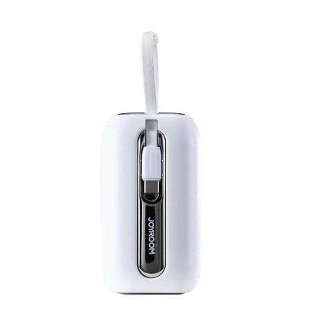 Joyroom mini powerbank 10000mAh Colorful Series 22.5W z 2 wbudowanymi kablami USB C i Lightning biały (JR-L012)