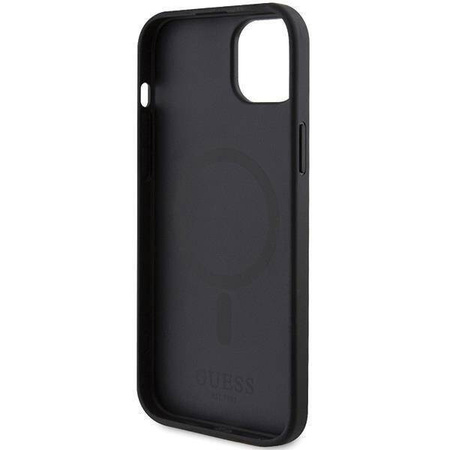 Original Handyhülle APPLE IPHONE 15 PLUS Guess Hardcase Saffiano MagSafe (GUHMP15MPSAHMCK) schwarz