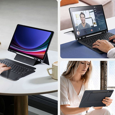 DUX DUCIS etui DK składane z podświetlaną klawiaturą bezprzewodową do SAMSUNG Tab S10 Plus/S9 Plus/S9 FE Plus czarne
