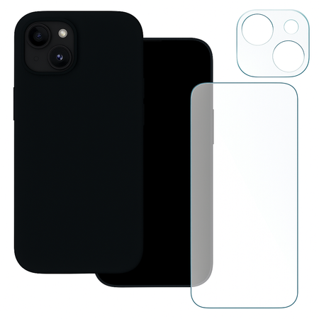 Etui do IPhone 14 czarne + Szkło na ekran + szkło na aparat