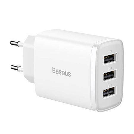 Baseus Compact ładowarka sieciowa 3x USB 17W biały (CCXJ020102)