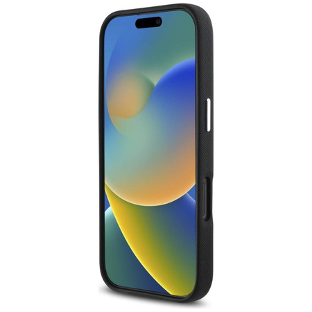 Oryginalne Etui IPHONE 16 PRO Karl Lagerfeld Saffiano Full Wrapped Elongated Metal Logo MagSafe czarne