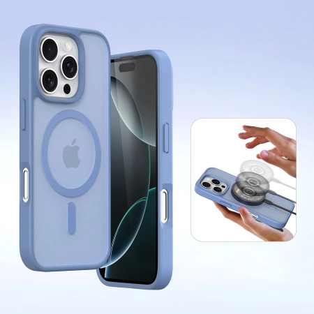 Dux Ducis Lawa iPhone 16 Pro Lederhülle mit abnehmbarer magnetischer Brieftasche - Blau