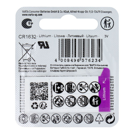 Bateria Llitowa VARTA CR1632 3V