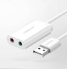 Ugreen zewnętrzna karta dźwiękowa muzyczna adapter USB - 3,5 mm mini jack 15 cm biały (US205 30143)