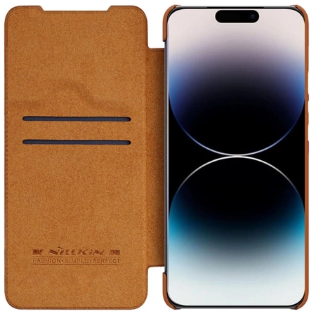 Nillkin Qin Leather Pro Case iPhone 14 Pro Max Camera Cover Holster Cover Flip Case Brown