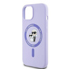 Original Handyhülle IPHONE 15 Karl Lagerfeld Hardcase Silicone KC Heads Ring MagSafe (KLHMP15SSCMKCRHU) violett