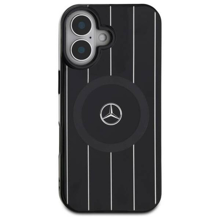 Original Case IPHONE 16 Mercedes Hardcase MB Double Layer Crossed Lines MagSafe (MEHMP16S23HRSK) black