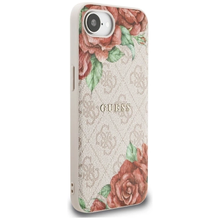 Guess 4G Flowers Print MagSafe iPhone 16e Hülle - Rosa