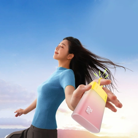 Baseus Popsicle 5200 mAh 20 W Powerbank mit integriertem Lightning Kabel (+ weißes Baseus Simple USB-C – USB-C 60 W/20 V/3 A/30 cm Kabel) – gelb-rosa