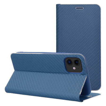 Kabura LUNA Book Carbon do IPHONE 14 niebieski