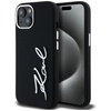 Original Case IPHONE 15 Karl Lagerfeld Silicone Metal Script Logo black