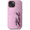 Karl Lagerfeld Wrinkled Metal Signature iPhone 15 Hülle - Rosa