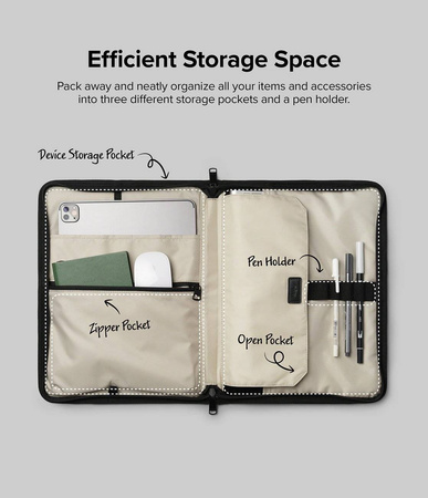 Ringke Smart Zip Pouch universal case for laptop, tablet (up to 13 ''), stand, bag, organizer, beige