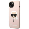 Oryginalne Etui IPHONE 14 PLUS Karl Lagerfeld Hardcase Silicone Karl`s Head Magsafe jasny róż