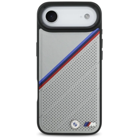 BMW M Tricolor Metal Logo MagSafe Case für iPhone 17 Air – Grau