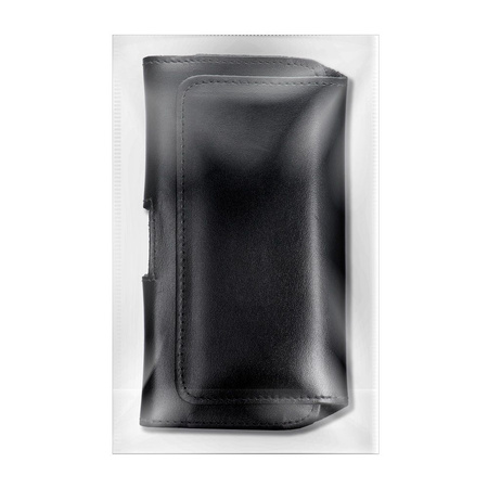 Skórzana uniwersalna kabura pozioma do paska - ROYAL / czarny - Rozmiar 2XL - do SAMSUNG A21s / S20 ULTRA / S21 ULTRA / A70 / A71 / XIAOMI REDMI 9 / HUAWEI P SMART PRO