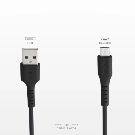 SBS LTHL200 USB-A - Micro-USB Cable 1m - Black
