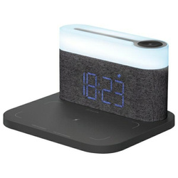 Proove 3w1 Lampka nocna + budzik Day &   Night LED 1200mAh 3W z ład. indukcyjną 15W szary/dark gray