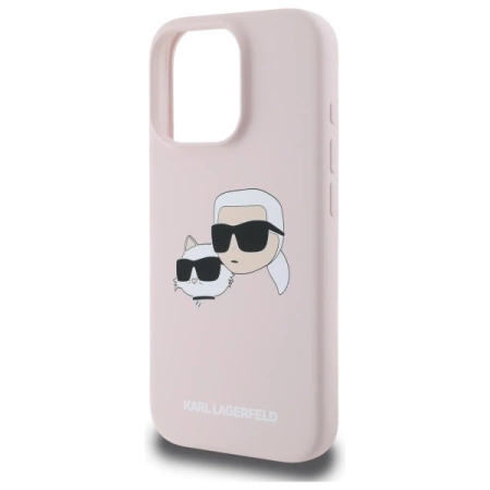 Karl Lagerfeld Silicone Case Heads Print MagSafe for iPhone 16 Pro Max - Pink