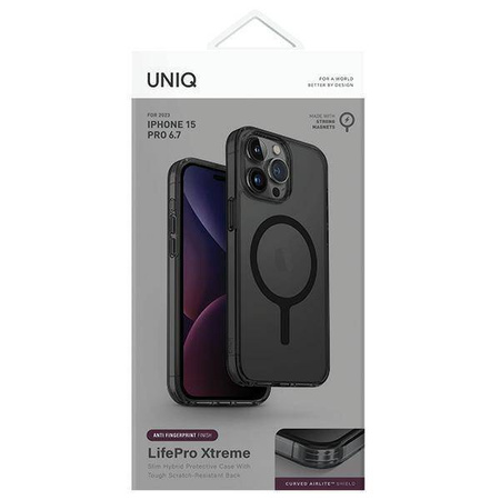 Uniq LifePro Xtreme iPhone 15 Pro Max 6,7" Hülle Magclick Charging Grau/Frostrauch