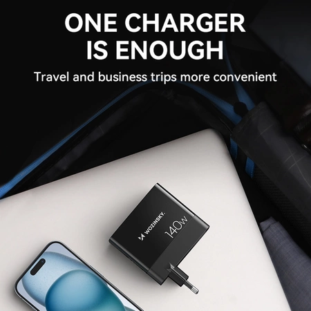 Wozinsky CGWCB 140W GaN wall charger 3 x USB-C / 2 x USB-A - black