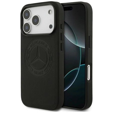 Mercedes Leather Vintage Logo MagSafe Case for iPhone 17 Pro - Black