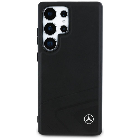 Original Handyhülle SAMSUNG GALAXY S25 ULTRA Mercedes Leather Horizontal Debossed Curves MagSafe schwarz