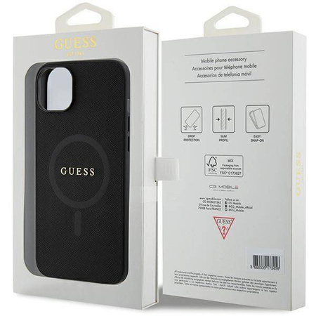 Oryginalne Etui APPLE IPHONE 15 PLUS Guess Hardcase Saffiano MagSafe (GUHMP15MPSAHMCK) czarne