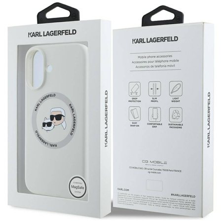 Etui IPHONE 16 Karl Lagerfeld Silicone Double Heads&Circle MagSafe beżowe