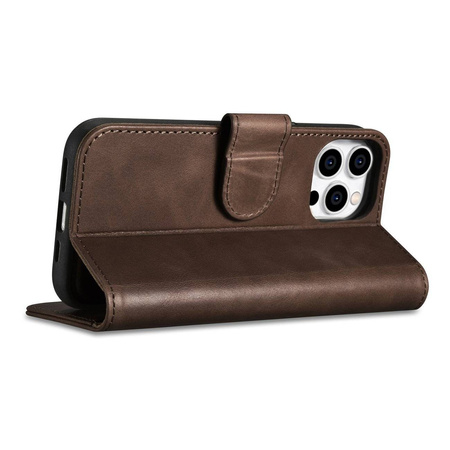iCarer Oil Wax Wallet Case 2in1 iPhone 14 Pro Max Flip Leather Cover Anti-RFID Brown (WMI14220724-BN)