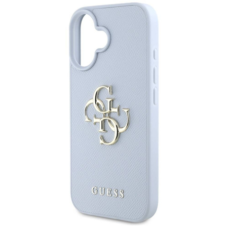 Etui IPHONE 16 Guess Grained Big 4G Logo Small Classic Logo niebieskie