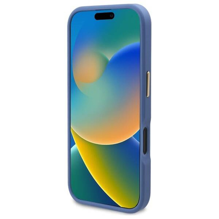 Original Handyhülle IPHONE 16 Guess Hardcase 4G Logo Plate MagSafe (GUHMP16SU4GPRB) blau